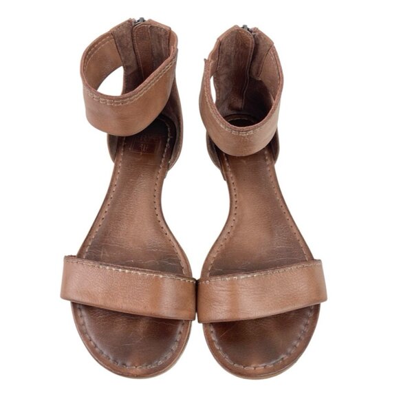 *Frye Carson Sandals Womens Sz 7 Ankle Strap Brown Leather Designer Summer Flat - Picture 12 of 14